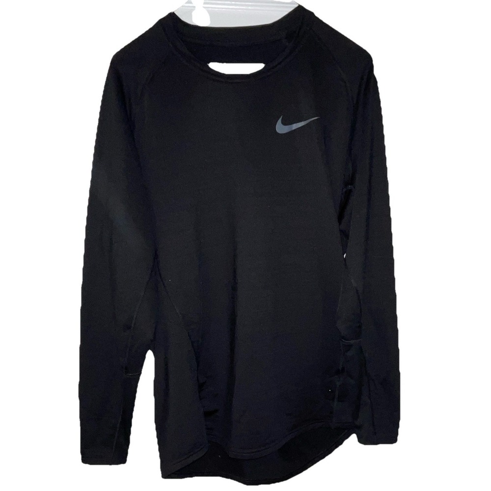 Nike Dri-FIT Men's Black Crew Neck Long Sleeve Stretch Logo Pullover XL